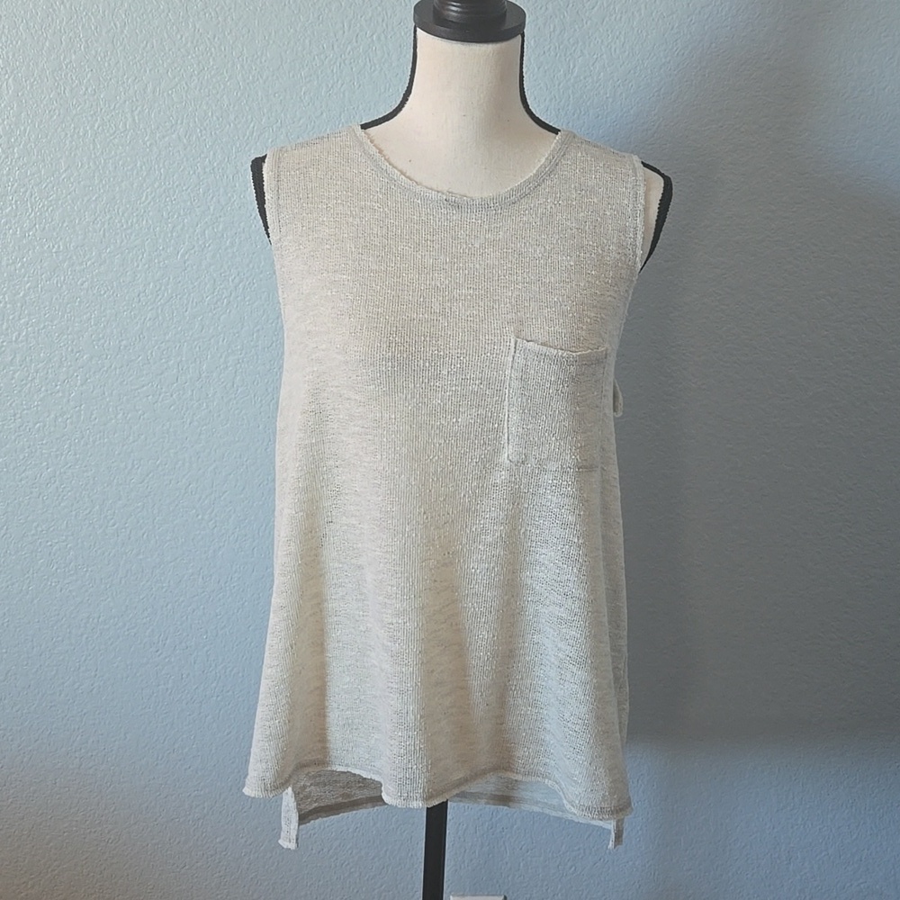 GILLI Pocket Tank Hi Lo Hem Line Cream Sz Large
